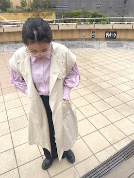 「DISCOAT（ディスコート）のアイテム（トレンチコート）」を使った、riho0527さん（レディース・164cm）の春コーディネート