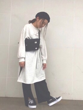 「ストリート服が好き」｜「アイテム（ハンチング/ベレー帽）」を使った、びきさん（レディース・152cm）の秋コーディネート