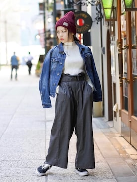 「アイテム（ニットキャップ/ビーニー）」を使った、びきさん（レディース・152cm・10代）の冬コーディネート