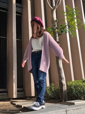 「シャギー」｜「アイテム（ハンチング/ベレー帽）」を使った、びきさん（レディース・152cm）の冬コーディネート
