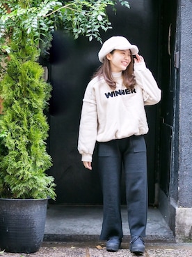 「アイテム（キャスケット）」を使った、びきさん（レディース・152cm・10代）の冬コーディネート