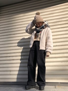 「アイテム（ニットキャップ/ビーニー）」を使った、びきさん（レディース・152cm・10代）の冬コーディネート