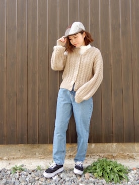 「アイテム（ハンチング/ベレー帽）」を使った、びきさん（レディース・152cm・10代）の春コーディネート