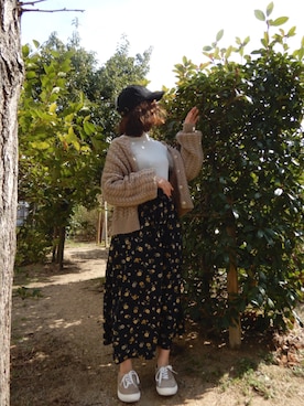 「アイテム（キャップ）」を使った、びきさん（レディース・152cm・10代）の春コーディネート