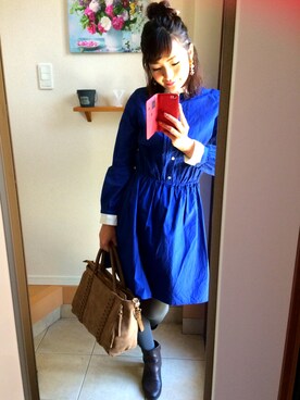 「NINE WEST（ナインウエスト）のアイテム（バッグ）」を使った、ゆみちょりさん（レディース・161cm）の冬コーディネート