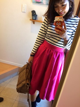 「NINE WEST（ナインウエスト）のアイテム（バッグ）」を使った、ゆみちょりさん（レディース・161cm）の春コーディネート