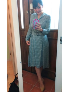 「RANDA（ランダ）の3E/ストレスフリー/サイドオープンパンプス（パンプス）」を使った、ゆみちょりさん（レディース・163cm）の春コーディネート