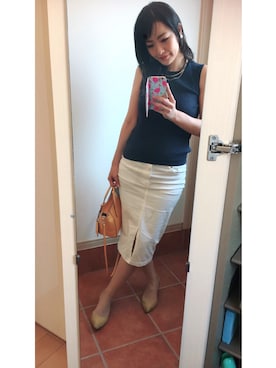 「RANDA（ランダ）の3E/ストレスフリー/サイドオープンパンプス（パンプス）」を使った、ゆみちょりさん（レディース・163cm）の春コーディネート