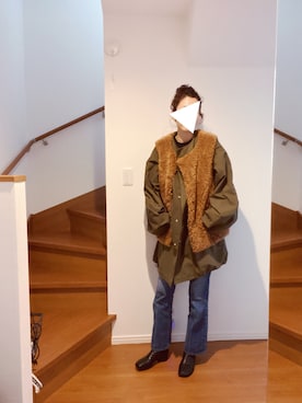 「2021年」｜「アイテム（ジャケット/アウター）」を使った、小太郎♡さん（レディース・166cm）の冬コーディネート