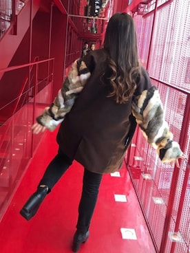 「ファーコート」｜「アイテム（チェスターコート）」を使った、Reiminさん（レディース・155cm）の冬コーディネート
