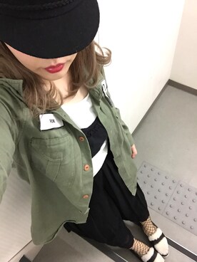 「網タイツ」｜「アイテム（キャスケット）」を使った、ykさん（レディース・160cm）の春コーディネート