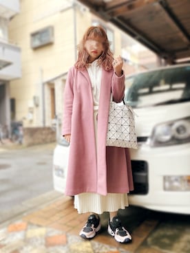 「LBC（エルビーシー）のアイテム（チェスターコート）」を使った、ykさん（レディース・160cm）の冬コーディネート