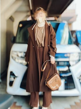 「シースルー」｜「アイテム（チェスターコート）」を使った、ykさん（レディース・160cm）の冬コーディネート