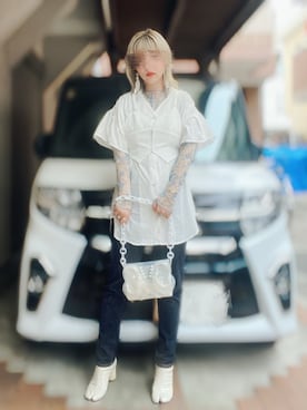 「ZOZO（ゾゾ）のスリムテーパードデニムパンツ［WOMEN］（デニムパンツ）」を使った、ykさん（レディース・160cm）の夏コーディネート