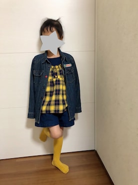 「デニムonデニム」｜「アイテム（ジャケット/アウター）」を使った、Seenaa☆Tsuuguu☆ さん（キッズ・110cm）の冬コーディネート