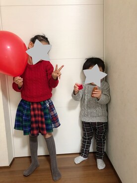 「Moujonjon（ムージョンジョン）のアイテム（ワンピース/ドレス）」を使った、Seenaa☆Tsuuguu☆ さん（キッズ・100cm）の冬コーディネート
