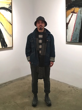 「TOPMAN（トップマン）のアイテム（スラックス）」を使った、Jeff Donnaさん（メンズ・160cm）の冬コーディネート