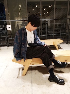 「Dr. Martens（ドクターマーチン）のDr.Martens (ドクターマーチン)/1461 3EYE GIBSON SHOES（その他シューズ）」を使った、ししょー🎤さん（メンズ・168cm）の秋コーディネート