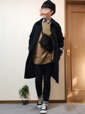 「リーバイス」｜「アイテム（ステンカラーコート）」を使った、ししょー🎤さん（メンズ・168cm）の秋コーディネート