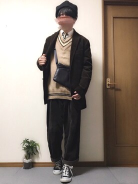 「CONVERSE（コンバース）のconverse コンバース ALL STAR HI オールスター ハイ 3206 BLACK(US)（スニーカー）」を使った、ししょー🎤さん（メンズ・168cm・20代）の冬コーディネート