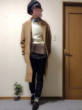 「白靴下」｜「アイテム（ローファー）」を使った、ししょー🎤さん（メンズ・168cm）の冬コーディネート