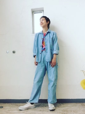 「ピンクTシャツ」｜「アイテム（ジャケット/アウター）」を使った、miiiiiさん（レディース・157cm）の春コーディネート