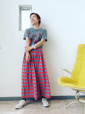 「Marc by Marc Jacobs（マークバイマークジェイコブス）のアイテム（スカート）」を使った、miiiiiさん（レディース・157cm）の夏コーディネート