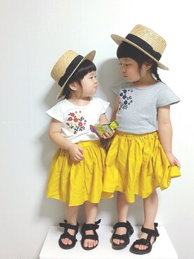 「刺繍」｜「アイテム（ラッピングキット）」を使った、rinka⋆*さん（キッズ・90cm）の夏コーディネート