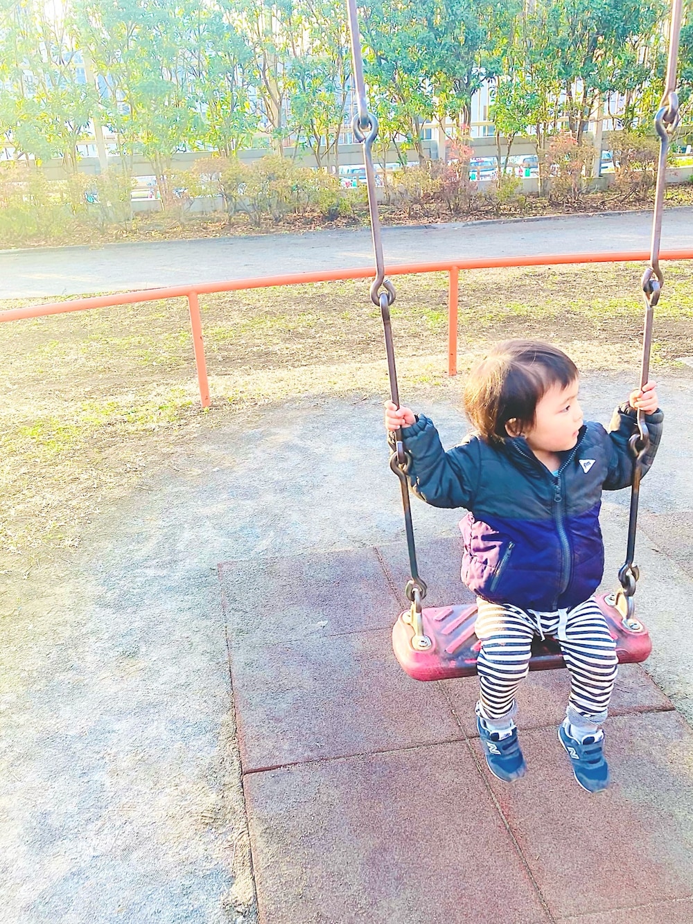 「キッズファッション、2歳、冬コーデ、petit main、New Balance、petitbateau」｜「NEW BALANCEのアイテム（スニーカー、ブルー系）」を使った、shiu21さん（キッズ・90cm）の冬コーディネートの1枚目の写真