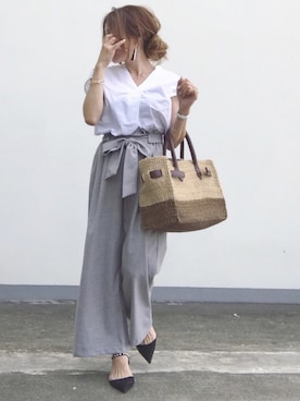 「アイテム（かごバッグ）」を使った、riiiii_yuparipaさん（レディース・152cm）の夏コーディネート