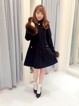 「LODISPOTTO（ロディスポット）のアイテム（ステンカラーコート）」を使った、LODISPOTTO OFFICIALさん（レディース・155cm）の冬コーディネート