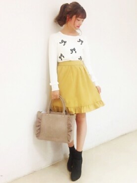 「レトロ」｜「アイテム（ブーティ）」を使った、LODISPOTTO OFFICIALさん（レディース・155cm）の秋コーディネート
