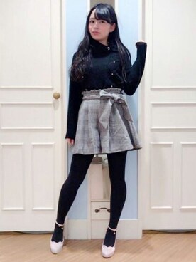 「キュロット」｜「アイテム（パンプス）」を使った、LODISPOTTO OFFICIALさん（レディース・155cm）の冬コーディネート