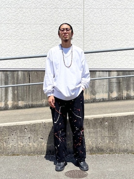 「ペイント」｜「アイテム（スリッポン）」を使った、KENTA SARUさん（メンズ・182cm）の春コーディネート