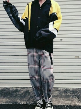 「MONKEY TIME（モンキータイム）のアイテム（ナイロンジャケット）」を使った、ARu.さん（メンズ・172cm）の夏コーディネート