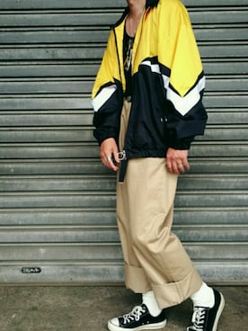 「MONKEY TIME（モンキータイム）のアイテム（ナイロンジャケット）」を使った、ARu.さん（メンズ・172cm）の夏コーディネート