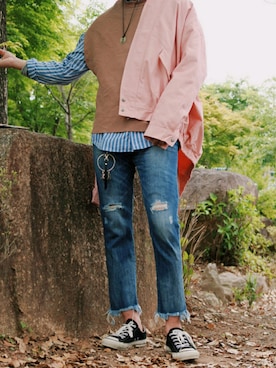 「MGV（エムジーヴィー）のアイテム（ジャケット/アウター）」を使った、ARu.さん（メンズ・172cm）の春コーディネート