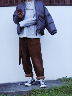 「やっぱりストリートが好き」｜「アイテム（ダウンジャケット/コート）」を使った、ARu.さん（メンズ・172cm）の秋コーディネート