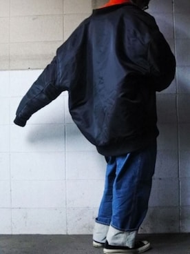 「unrelaxing（アンリラクシング）のアイテム（MA-1）」を使った、ARu.さん（メンズ・172cm）の冬コーディネート