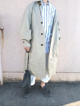 「ロールアップ」｜「アイテム（トレンチコート）」を使った、ARu.さん（メンズ・172cm）の春コーディネート