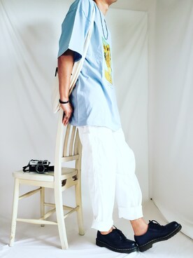 「niko and...（ニコアンド）のペインターデニムパンツ（デニムパンツ）」を使った、ARu.さん（メンズ・172cm）の夏コーディネート