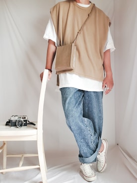 「CONVERSE（コンバース）のCONVERSE (コンバース）　キャンバスオールスター　ローカット　チャックテイラー（スニーカー）」を使った、ARu.さん（メンズ・172cm）の夏コーディネート