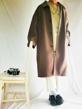 「EMMA  CLOTHES」｜「アイテム（ステンカラーコート）」を使った、ARu.さん（メンズ・172cm）の秋コーディネート