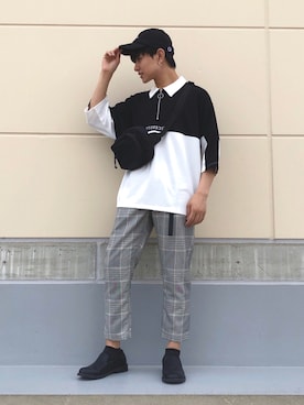 「ストリートカジュアル」｜「アイテム（スラックス）」を使った、ニェーダ／kazu／카즈さん（メンズ・168cm）の夏コーディネート