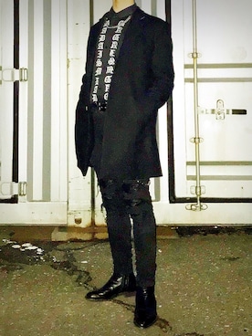 「mode」｜「アイテム（チェスターコート）」を使った、ルロイ修道士さん（メンズ・166cm）の冬コーディネート