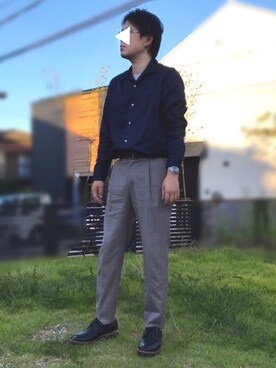 スイスコットンサテンシャツ を使ったメンズ人気ファッションコーディネート Wear