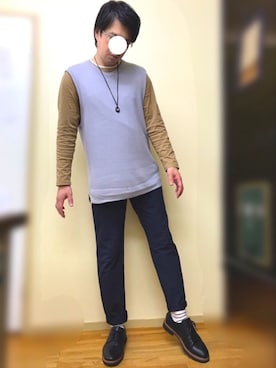 「ボーダーソックス」｜「アイテム（アクセサリー）」を使った、ひじきさん（メンズ・168cm）の秋コーディネート