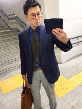 「UNIVERSAL LANGUAGE（ユニバーサルランゲージ）のアイテム（パンツ）」を使った、ひじきさん（メンズ・168cm）の春コーディネート