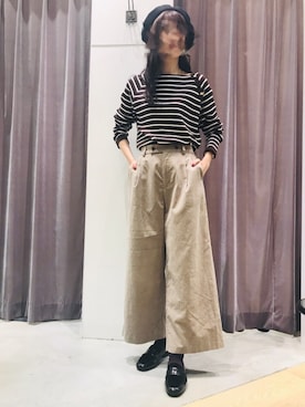 「Te chichi TERRASSE（テチチテラス）のアイテム（ハンチング/ベレー帽）」を使った、tsuさん（レディース・156cm）の秋コーディネート