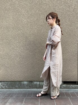 「Te chichi（テチチ）のアイテム（シャツワンピース）」を使った、tsuさん（レディース・156cm）の春コーディネート